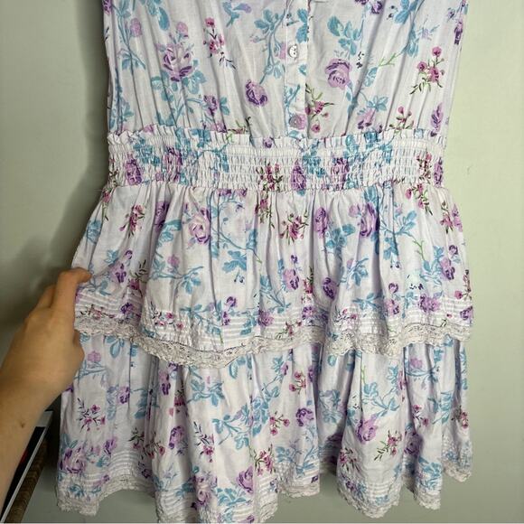Love Shack Fancy X Target Lou Purple Floral Tiered Ruffled Mini Dress - Picture 5 of 8